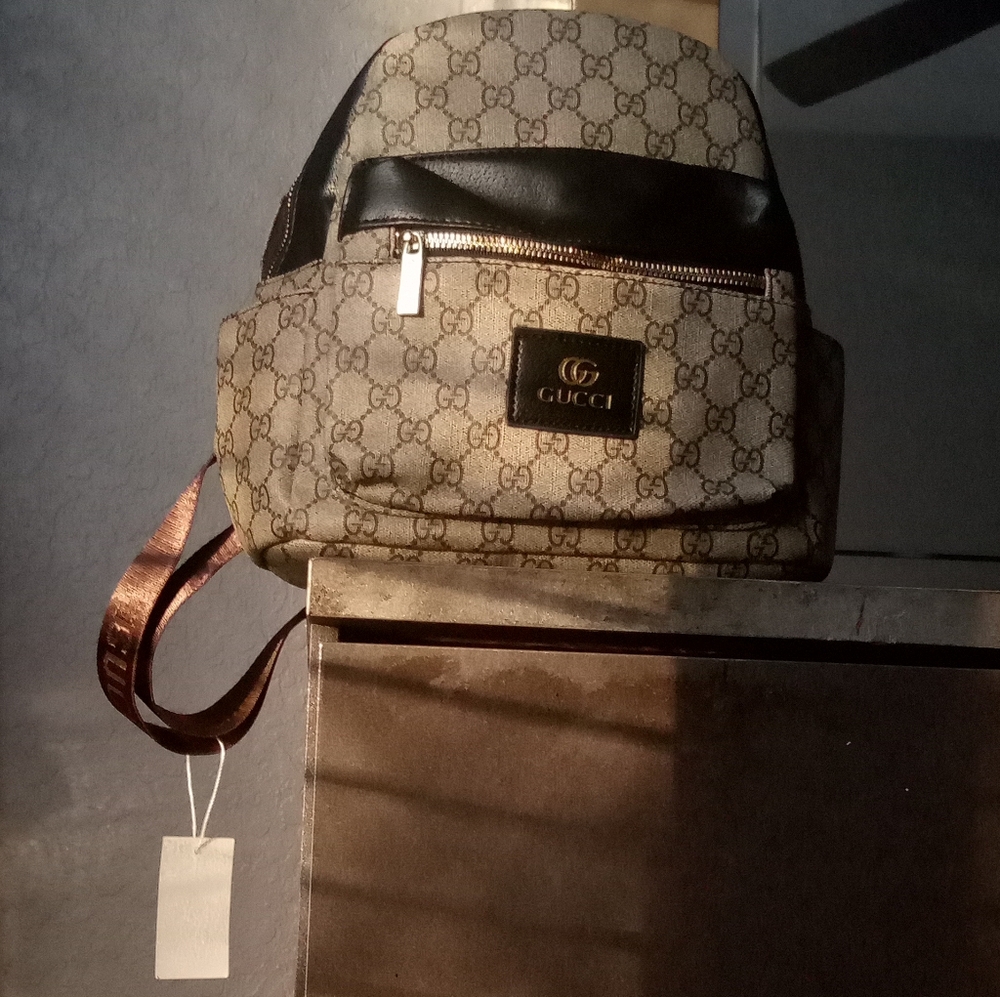 Gucci Brown and Black Backpack with Signature Monogram